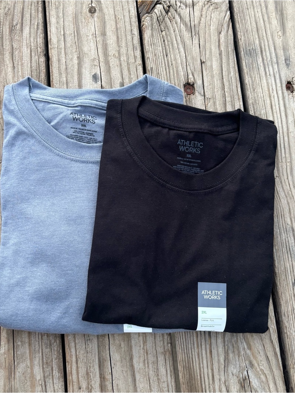 Athletic Works Men's Crew Neck T-Shirts - Black & Gray